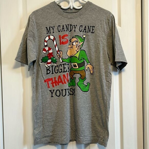 Christmas t shirt my candy cane bigger than yours - Picture 1 of 3